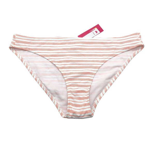 Xhilaration Cheeky Bikini Bottom Hipster Brief Orange White Striped XL - Picture 1 of 4